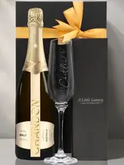 Engraved Crystal Champagne Flute & Chandon