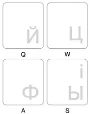 UKRAINIAN-RUSSIAN KEYBOARD STICKER LABEL TRANSPARENT WHITE LETTERS ONLINE-WELCOM
