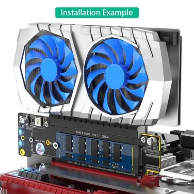 Two M.2 NVMe Adapter Card With PCIe X16 To X8 X4 X4 Splitter For Storage