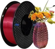 HIKOAN 3D Printer PLA Filament 1KG 1.75mm Triple Color Silk PLA Filament 3D Printing Material Degradable Eco- Friendly Spool Dimensional Accuracy +/-0.03mm Standard 1 Roll - Silver Red Gold Blue