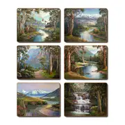 Country Kitchen Away From It All Cinnamon Cork Backed Placemats Set 6