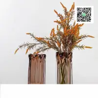 在飛比找樂天市場購物網優惠-現代輕奢花瓣琥珀色琉璃花瓶擺件北歐高檔簡約客廳餐桌軟裝飾花器