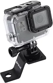 PULUZ Motorcycle Mirror/Pinch Bolt Mount Fixed Metal Bike Holder Mount for GoPro Hero 5 4 Session Black Silver 4 3+ 3 2 Sports Action Camera (Black)