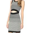 Guess Vivianne Ombre Dress Womens L Sleeveless Cutout Stripe Knit Bodycon Chic