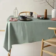 Vintage Design Homewares Helm Green Washed Linen Cotton Tablecloth (Rectangle, Round, Square)