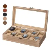 Watch Box Watch Case for Men Women with Large Glass Lid Wooden Watch Display ...