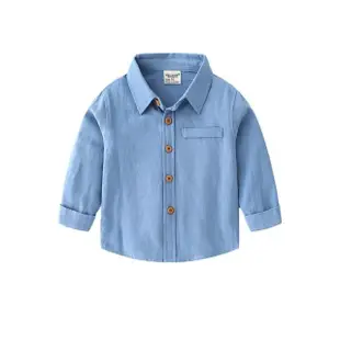 【Baby 童衣】任選 素色男女童長袖襯衫 韓版兒童休閒襯衫 88970(紫色襯衫)