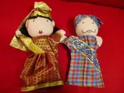 PAIR of new Ethnic Hand Puppets Art of Puppetry