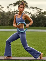 Running Bare Fold Over Waist Yoga Pants. Flared Tights & Leggings