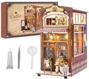 Coffee House Book Nook Kit - DIY Wooden Miniature Dollhouse 3D Booknook Puzzle