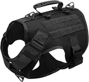 Military Tactical Nylon Dog Harness Pet Military Training Harness Vest for German Shepherd Labrador French Bulldog Adjustable Harness Vest for Medium and Large Dogs,Black,S
