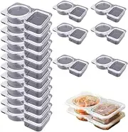 [Armastuse] 20 Pcs Double Compartment Condiment Container With Lids,Reusable Snack Containers With Lids, Mini Snack Containers,For To-Go Sauce, Food Sampling, Travel Snack