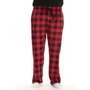 George Men's Red Plaid Flannel Fleece Lounge Sleepwear Pajama PJ Pants: M-XL