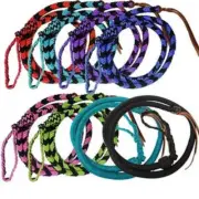 New! 4 1/2' foot long BRAIDED NYLON OVER UNDER WHIP w/ Leather popper 8 COLORS!