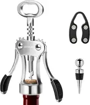 Wine Bottle Opener Set, 3-In-1 Stainless Steel Winged Corkscrew Wine Beer Cap Bo