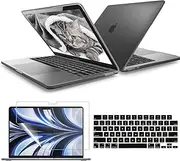 Compatible with New MacBook Air 13.6 inch Case A3113 M3 A2681 M2 Chip Retina Display, YELLOW-PRICE Slim Protective Hard Plastic Case & Keyboard Cover & Screen Protector (Frost Black (Matte Design)
