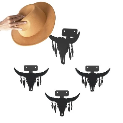 4 Pcs Hat Storage Rack Rustic Cowboy Wall Metal Western Holder Mounted Hooks