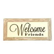 Farmhouse Welcome Friends White Washed Wood Frame Home Wall Decor At the Cottage
