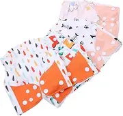 HAMPPLIES 4Pcs Breathable Diapers Cloth Nappy Training Pants for Boy Girl and Reusable with Absorbent Pocket for Extra Comfort and Leak Protection
