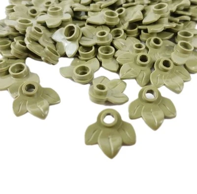 100 Pieces Lot LEGO® Plant Leaf Plates 32607 1x1 With Three Leaves Olive Green