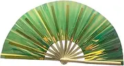 Dickly Folding Popping Fan Boots on The Ground Fan for Dancing Music Festival Party, Green