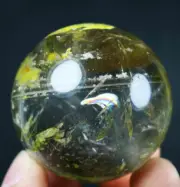 49mm Natural Yellow & white Ghost Crystal Ball SPHERE Quartz Specimen