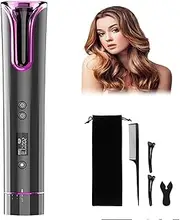 Automatic Curling Iron, NAVRUF Wireless USB Display, LCD Display, Temperature (150℃-200℃), 8-18s Timer, Portable Curling Iron Anti-scald for Home Salon