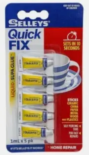Selleys Quick Fix◉10 Second Supa Glue◉Super 1mL 5 Pack◉Ceramic Metal Wood Paper+