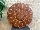 New Unstuffed Moroccan Leather Pouffe Handmade Brown Pouf Ottoman