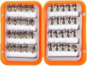 Dry Flies for Trout Fishing - Fishing Baits and Lures, Fly Fishing Flies Kit Fly Assortment Trout Bass Fishing with Fly Box, Dry Flies Wet Flies Nymphs Flies Fishing Starter
