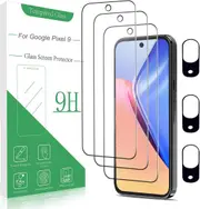 [3 Pack] Google Pixel 9 Screen Protector Tempered Glass + 3-Pack Camera Lens (For Google Pixel 9)