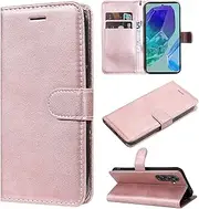 [TiHen] Compatible for Case Oppo A57 2022 5G, PU Leather Wallet Case Folio Card Holder Magnetic Closure Kickstand Shockproof & 2X Screen Protector-Rose Gold