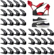 Shoe Slots Organizer 36 Pack Adjustable Double Layer Stack Shoe Rack Black New