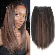 18 Inch (Approx. 45.7 cm) 7 Piece Curly Straight Clip Hair Extensions Hair Extensions for Women Straight Clip Hair Extensions (1BT30, 45CM)