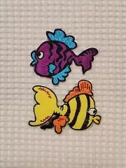 Purple Blue Yellow Orange Fish Embroidery Patch Iron on Sew on for Clothing Bags