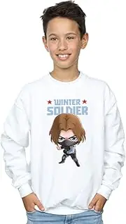 [Absolute Cult] Marvel Boys Winter Soldier Bucky Toon Sweatshirt White 12-13 years