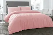 BLUSH Seersucker Design Quilt Doona Duvet/Duvet Cover Set