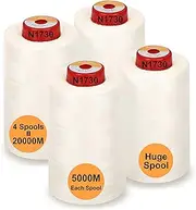 [New brothread] 30 Options - 4 Large Cones of 5500Y (5000M) Each All Purpose Spun Polyester Thread 40S/2 (Tex27) for Serger, Overlock, Quilting, Piecing and Sewing - Natural