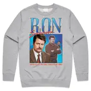 Ron Swanson Homage Jumper Sweater Sweatshirt Parks & Rec Funny Retro 90's Gift CrewneckHoodie