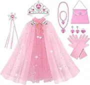 Vicloon 10PCS Princess Cape Set, Princess Dress Up Cloak With Crown, Wand, jewelry, and bag, Princess Dress Up Clothes