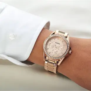 【現貨】FOSSIL Riley 女錶 氣質 水鑽 玫瑰金 手錶