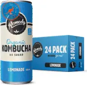 Kombucha - Organic Sparkling Live Cultured Drink - No Sugar Lemonade - 24X250Ml