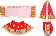 [Aditri Creation] Laxmi Ganesh Dress Vastra Poshak Cloth Lehenga Chunari Dhoti Puja Item Samgari Radha Krishna Dress for Laxmi Ganesh Durga Devi Idol Statues Indian Traditional Navratri Festival (Size: 4 Inches) (Red