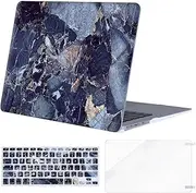 MOSISO Compatible with MacBook Air 13 inch Case (Models: A1369 & A1466, Older Version 2010-2017 Release), Plastic Pattern Hard Shell Case & Keyboard Cover & Screen Protector, Navy Blue Marble
