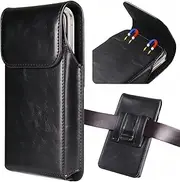 Holster for Galaxy S20 Ultra/ S21 Ultra, Motorola Razr 50/40, G Power 2025/2024, G 2025, Compatible with Slim Phone Case, Magnetic Closure Flap Cell Phone Pouch for Men Belt with Metal Clip, Black