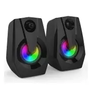 Pc 2.0 Usb Powered Stereo Volume Control With Led Light Mini Portable Gaming 3.5Mm Computer Speakers