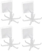 [Alipis] 4pcs Rotary Folding Sticky Hook Rotable Kitchen Hooks Kitchen Utensil Rack Space Hooks Rotatable Utensil Holder Kitchen Utensil Organizer White Abs Storage to Rotate Hanger