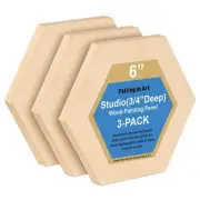 6" Wooden Hexagon Shaped Panel Boards Kit 3/4" Deep Wood Canvas Panels for Pa...