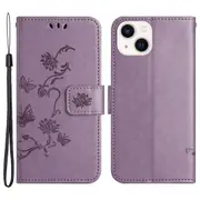 Wallet Stand Phone Case for iPhone 15 Plus ,Butterfly Flower Imprinted PU Leather Phone Cover