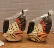 Lot 2 Vtg K-Mart Thanksgiving Turkey Candle New in Packaging 4.75" T Fall Decor